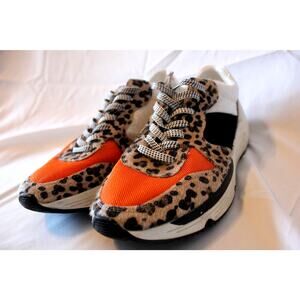 Oasis Society The Willow Orange Animal Print Faux Fur Platform Sneaker 8.5